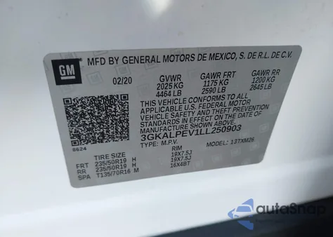 2020 GMC Terrain Fwd Slt z USA, uszkodzony, nr VIN 3GKALPEV1LL250903